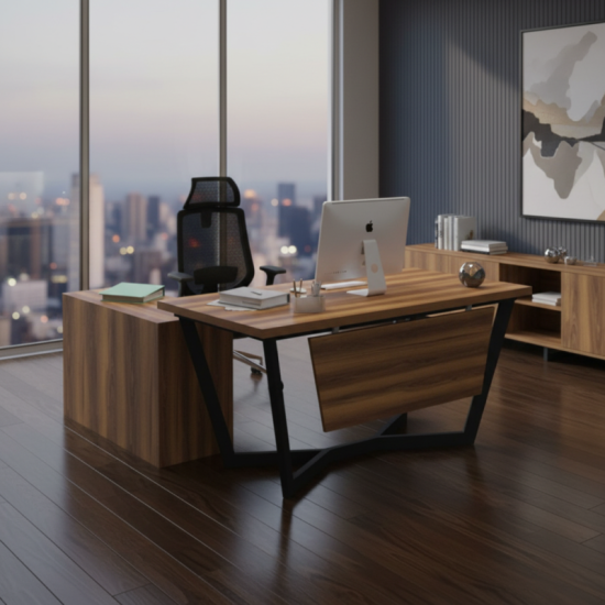 Escritorio de oficina Black Glass Duo