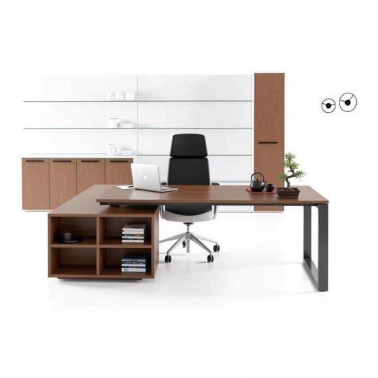 Escritorio de oficina modular en laminado y metal