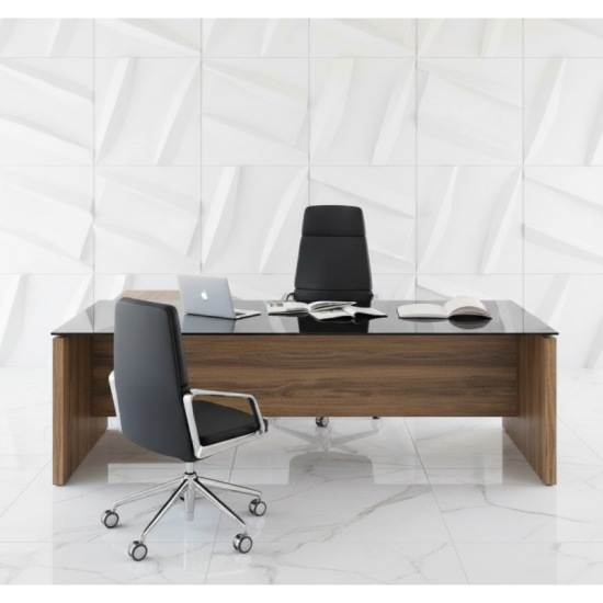 Escritorio de oficina Black Glass Duo