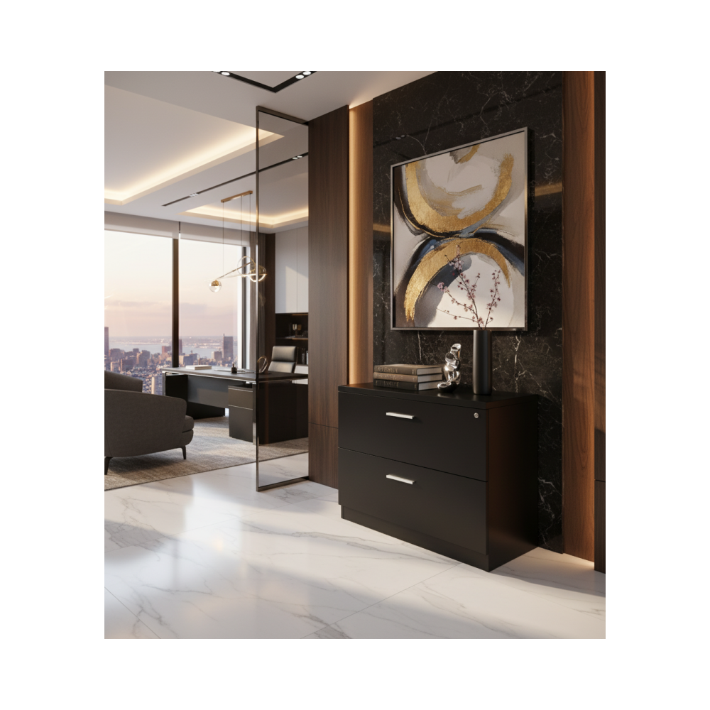 Archivero Ejecutivo Elite File 2 | Archivero Horizontal para Oficina con 2 Gavetas y Cerradura