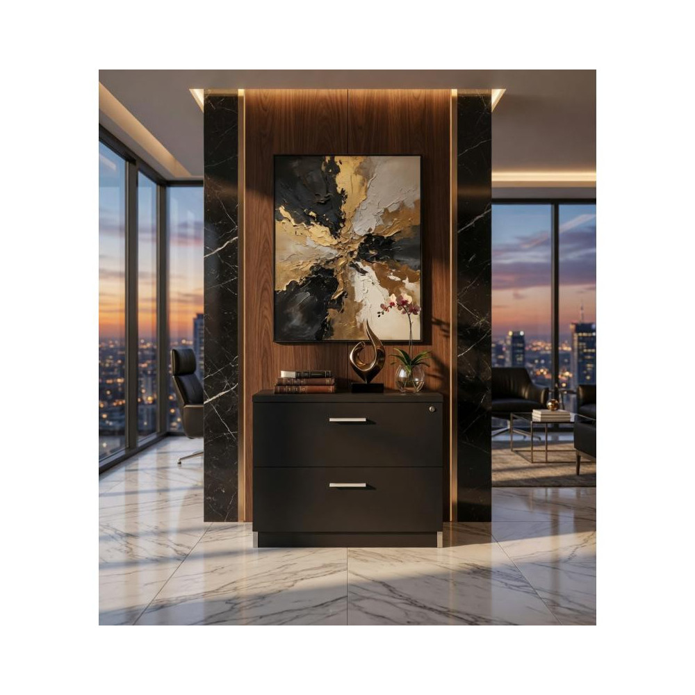 Archivero Ejecutivo Elite File 2 | Archivero Horizontal para Oficina con 2 Gavetas y Cerradura