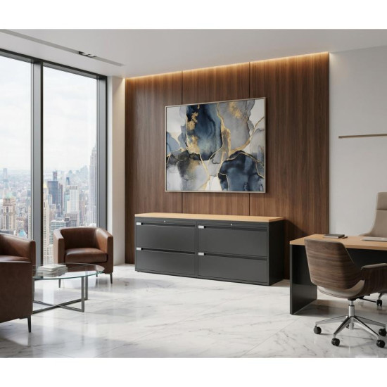 Archivero Metálico Horizontal Titan File 4 | Archivero para Oficina de 4 Gavetas con Cerradura