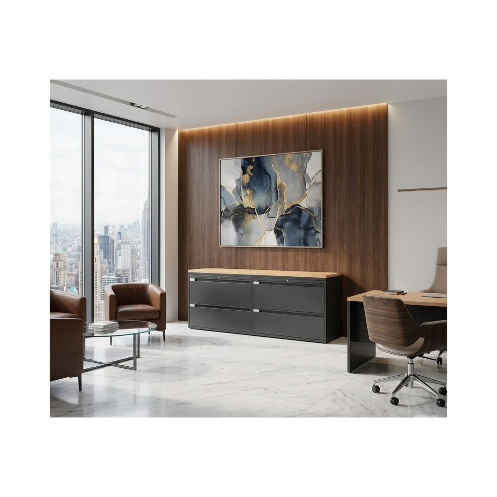 Archivero Metálico Horizontal Titan File 4 | Archivero para Oficina de 4 Gavetas con Cerradura