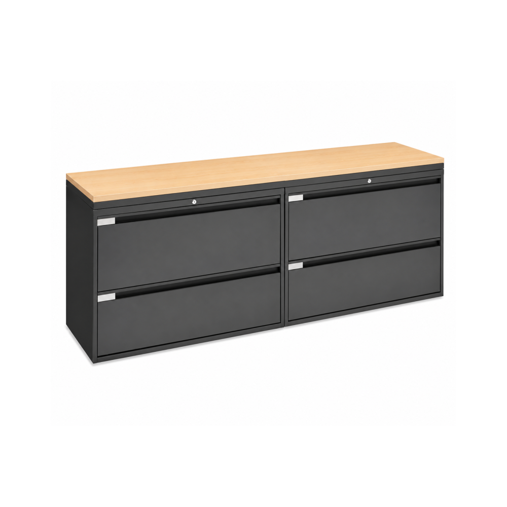 Archivero Metálico Horizontal Titan File 4 | Archivero para Oficina de 4 Gavetas con Cerradura